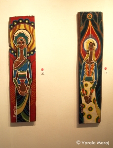 'Our Lady of the Drought' & Our Lady of the Rains' (Oil paints on teak)
